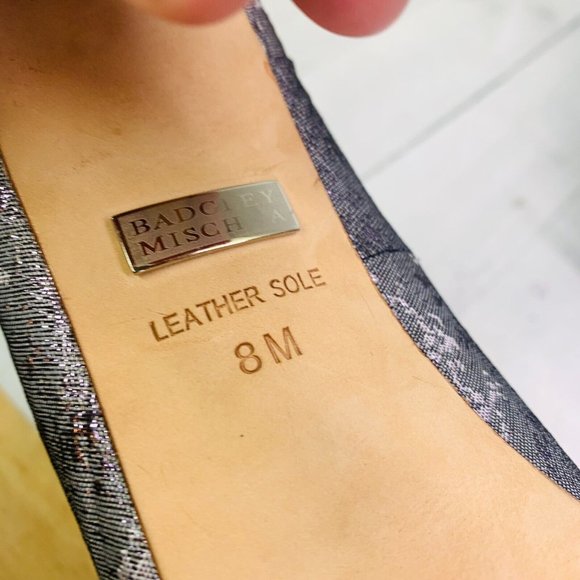 Badgley Mischka Sliver Peep Toe Bow Back Slip On Evening Party Dress Shoes Sz 8 - Picture 8 of 10